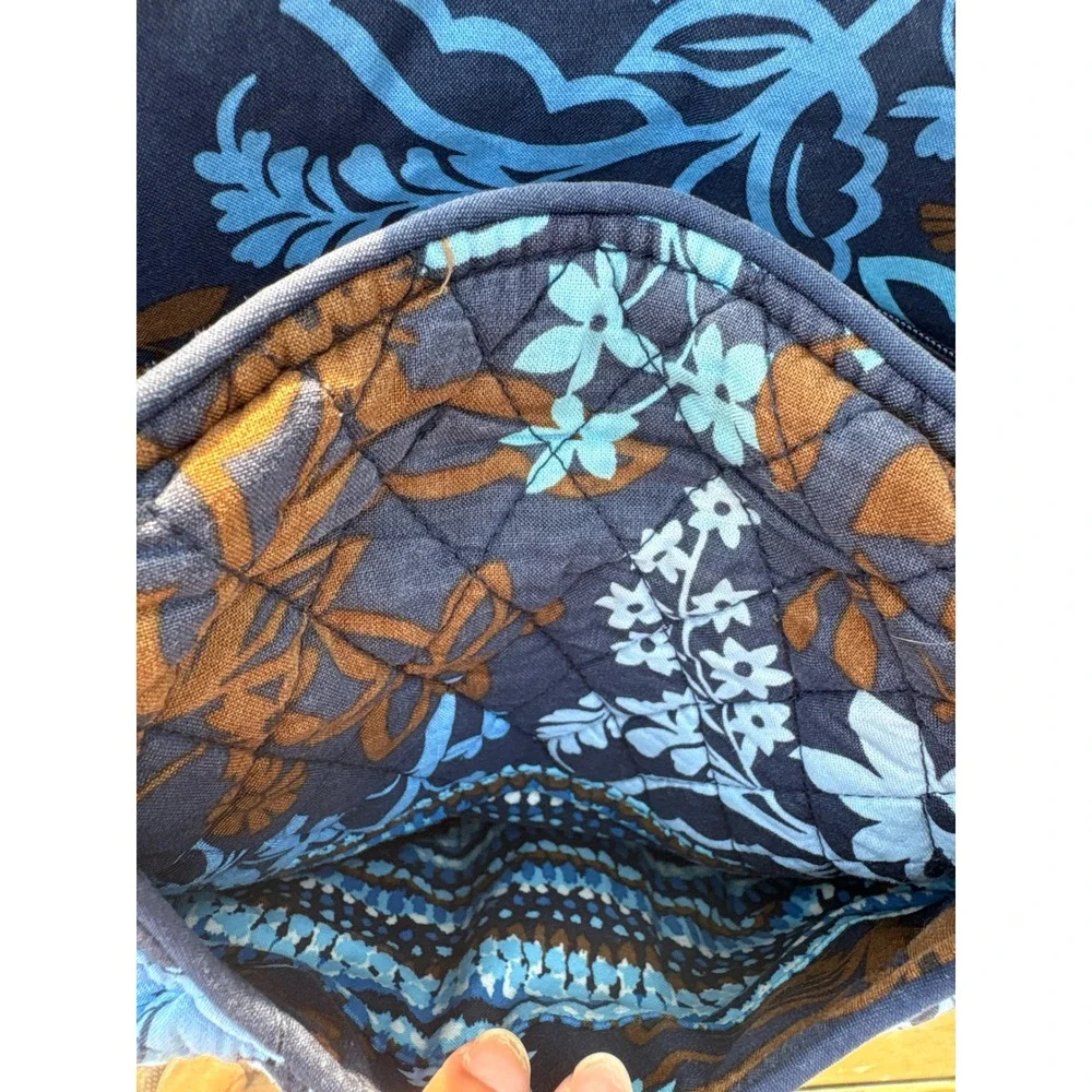 Vera Bradley Night and Day Quilted Floral Shoulder Bag Navy Blue Tote